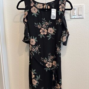 Floral Black Off the Shoulder Dress